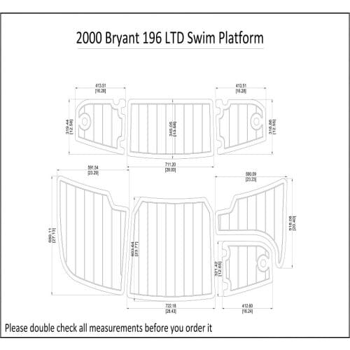2000 Bryant 196 LTD Swim Platform Boat EVA Faux Foam Teak Deck Floor Pad