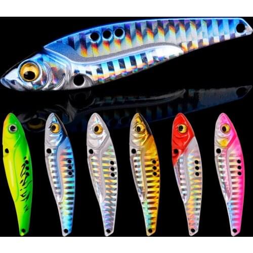 6Pcs Unpainted Metal Laser VIB Fishing Lure 7g-10g-12g-18gFishing Tackle Crankbait Vibration Spoon Spinner Sinking Bait Tackle