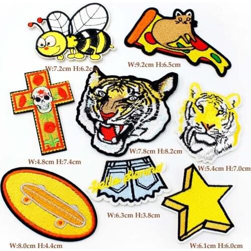 8pcs/lot TIGER STAR CROSS DIY Cloth Badges Patch Clothes Apparel Sewing Decoration Applique Bagde Patches Accessories BEE Mouse