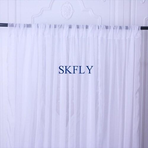 BC002B elegant fancy custom made many colors wedding birthday party white soft sheer voile photography backdrop with rod pocket