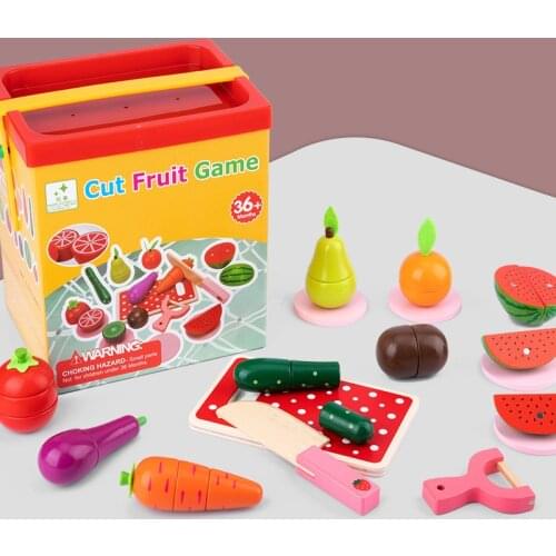 Wooden simulation fruit cut and cut happy play house game toy childrens cognitive toy