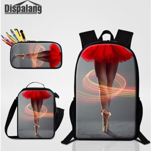 Dispalang School Backpack For Girl Ballet Designer Schoolbag Lunch Cooler Pencil Case For Elementary Children Orthopedic Bookbag