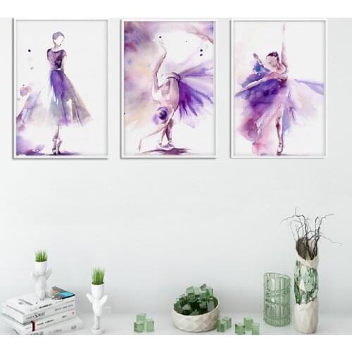 Purple Abstract Character Canvas Painting Photo Dancing Girl Print Frameless Living Room Home Decoration Wall Art Posters