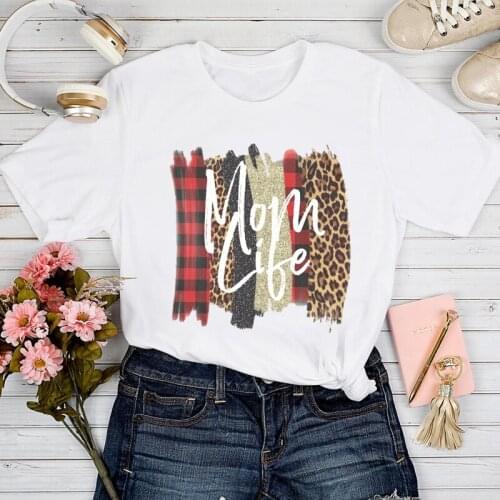 T-shirts Women Lady Print Clothes Graphic Female Tee T-Shirt Leopard Love Fashion Mom Mother Mama Fashion Tshirt Top