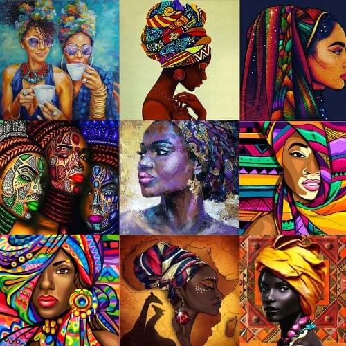 Square/Round Diamond 5D DIY Diamond Painting "African Woman" 3D Embroidered Mosaic Diamond Painting Home Decoration 2021