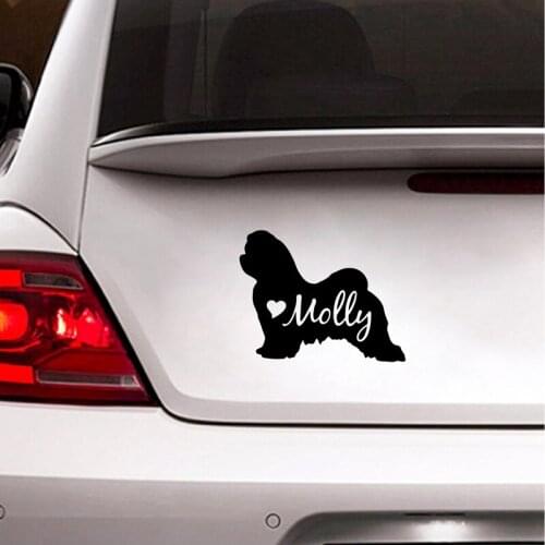 Cute Maltese Decal Personalized Dog Name Art Vinyl Sticker , Custom Pet Dog Silhouette Removable Decals Car Window Laptop Decor