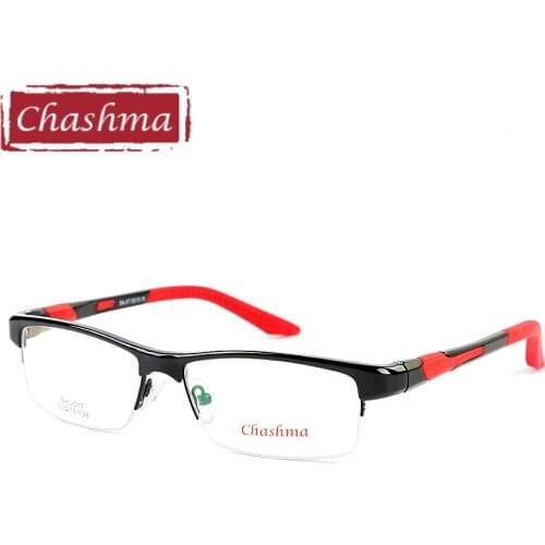 Chashma Brand TR90 Frame Aluminum Magnesium Temple Spring Hinge Fashion Half Frame Eyeglasses Sport Style Glasses Frames for Men