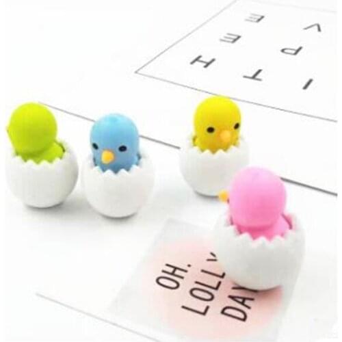 Egg Shell Eraser Sets 2019 Mini Animal Shaped Custom Rubber Fancy Cute 3D Pencil Eraser For Gift 12pcs per lot