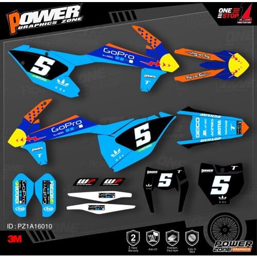 PowerZone Custom Team Graphics Backgrounds Decals 3M Stickers Kit For KTM SX SXF MX 16-18 EXC XCW Enduro 17-19 125 to 500cc 10