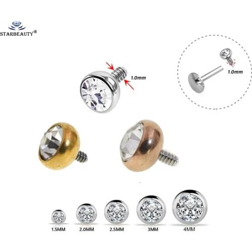 10Pcs 16G Steel Top CZ Gem For Ear Cartilage Tragus Helix Piercing Labret Lip Studs Ring Internally Thread 16g Body Jewelry