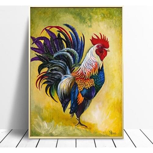 HD Print Abstract Rooster Watercolor Canvas Painting Wall Picture Art Animal Poster and Print Cuadros Home Decor for Living Room