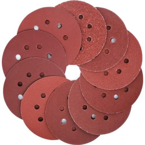 5" 5Pcs SandPaper 125mm Holes Sanding Paper 40-800gift Electric Drywall Sander Polisher Aluminium Oxide Hook and Loop