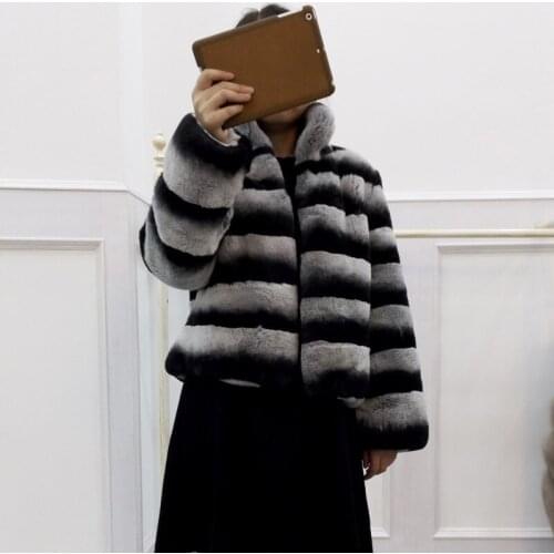 2018 fur coat short design o-neck long-sleeve rex rabbit hair womens