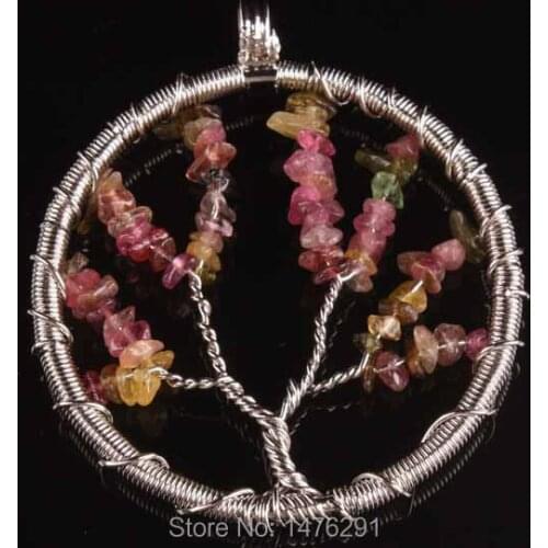 NEW Handmade Wire ChipMix-Color Tourmaline Pendant