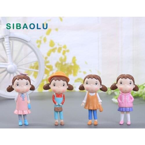 Autumn Clothing Little Girls Miniature Figurine mini fairy garden Bonsai decoration cartoon people statue birthday cake ornament