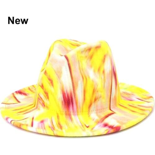 Autumn Winter Women Men Printing Wide Brim Jazz Panama Woolen Felt Fedora Hat Outdoor Casual Cotton Caps