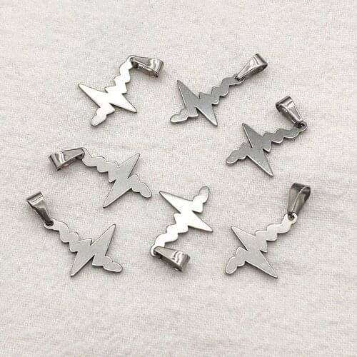 New arrival!25x14mm100pcs Stainless Steel lightning Charm for Handmade Necklace bracelet DIY Parts Jewelry Findings & Components