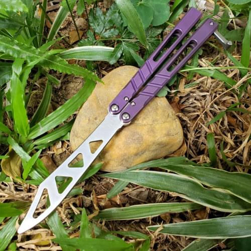 Popular Butterfly Trainer Knife AB Channel Titanium Handle D2 Blade Bushing System Jilt Knife Hunting EDC Knife