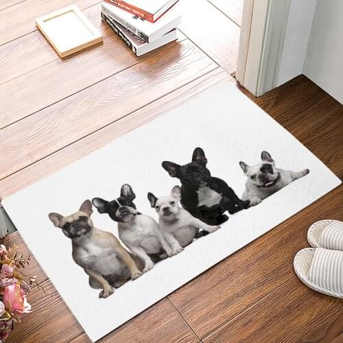 French Bulldog Doormats For Entrance Way Bathroom Accessories Set Dirt Debris Mud Trapper Boot Shoes Scraper Machine Washable