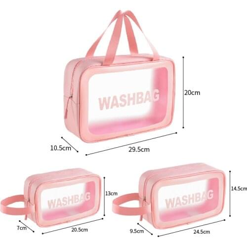 Clear Cosmetic Toiletry Transparent Makeup bag Waterproof Handle Portable Cosmetic Travel Toiletry Bag with Zipper Toiletry