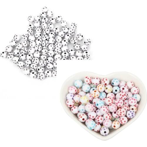 2 Styles Colorful Starfish Round Acrylic Beads Charm Loose Spacer Bead For Jewelry Making DIY Needlework Bracelet Accessories