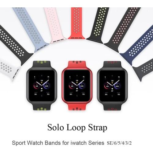 Solo Loop strap for Apple Watch Band 42mm 38mm Breathable Elastic Silicone bracelet iWatch SE 6/5/4/3/2/1 44mm 40mm wristband