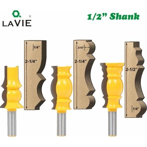 LA VIE 3pcs 12mm 1/2" Shank Crown Molding Router Bit Line Woodworking Cutter Tenon Cutter for Wood Woodworking Tools MC03115