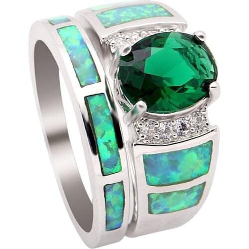 S925 MALL Jewelry Women Wedding Fire Opal Rings green CZ elegant wedding engagement silver color finger rings jewelry