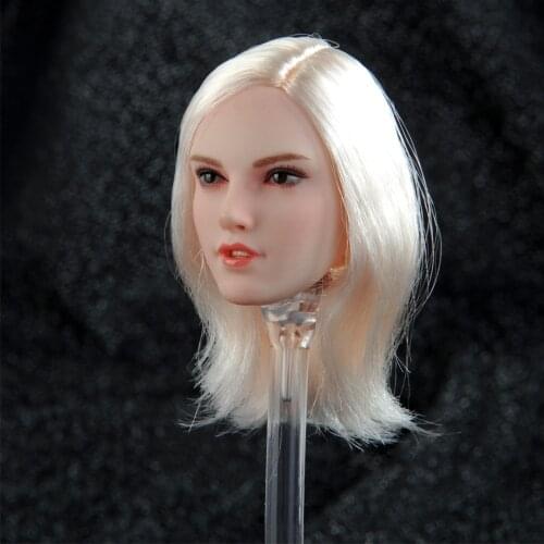 SET036 1/6 Female Head Sculpt Sliver Hair Girl Sexy Huntress Head Carving Fit 12" Inch Figure Body Toy
