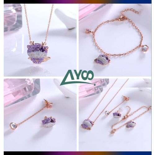 SWA Fashion Jewelry 1:1 Charming Cute Calf Series Bully Bull Necklace Bracelet Earrings Set Cute Cartoon Romantic Gift