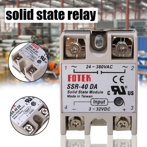 40A SSR-40 DA White Shell 3-32V DC 24-380V AC Control Solid State Relay For PID Temperature Controller
