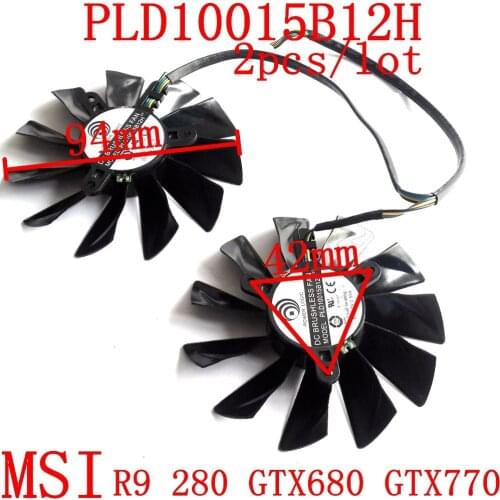 Free Shipping 2pcs/lot PLD10015B12H DC12V 0.55A for MSI GTX680 GTX770 R9 280X R9-280X R9-270X R7-260X Graphics card fan