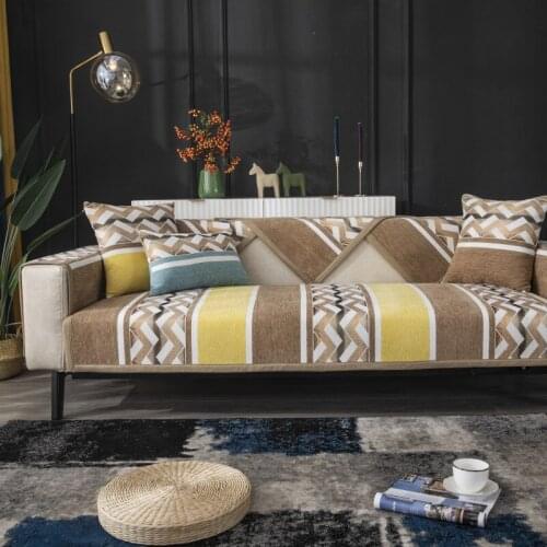 Four Seasons Universal Snowy Colorful Wave Pattern Sofa Cushion Modern Simple Non-slip Sofa Cover Towel