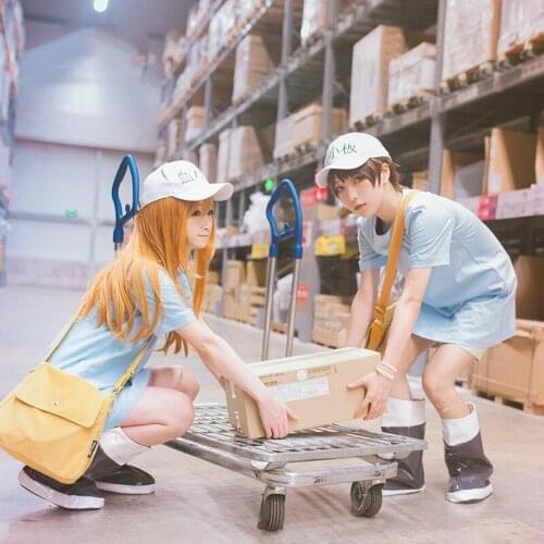 Cells at Work Cosplay Costume Platelet Cosplay New Anime Cosplay Hataraku Saibou Women T-Shirt Shorts Hat Cap Bag for Girls