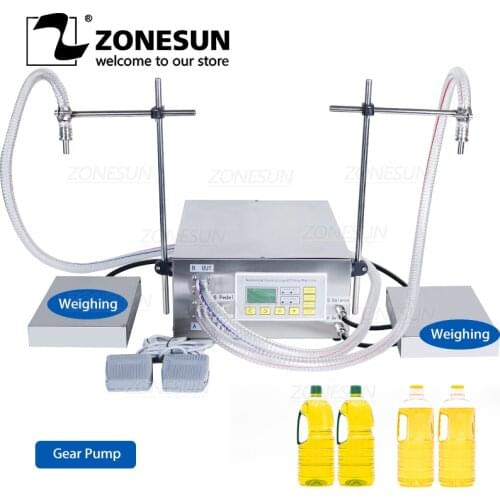 ZONESUN ZS-GP632 Double Nozzles Lubricating Edible Essential Oil Weighing Filling Machine Semi Auotomatic Gear Pump Oil Filler