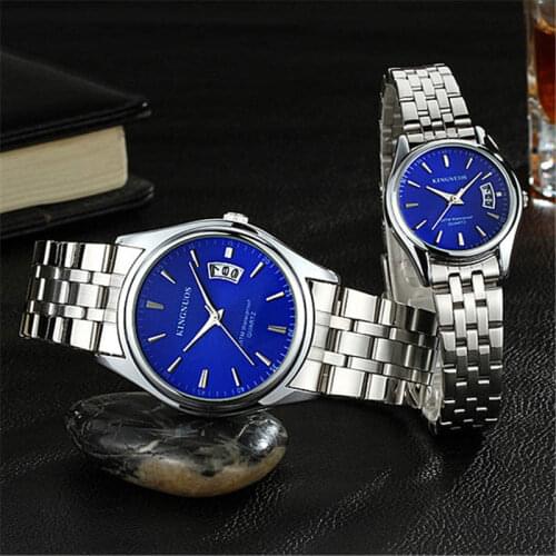100% Authentic KINGNUOS Men Watch Fashion Couple High Quality Quartz Clock Watch Band Stainless Steel Man Waterproof Wrist Watch