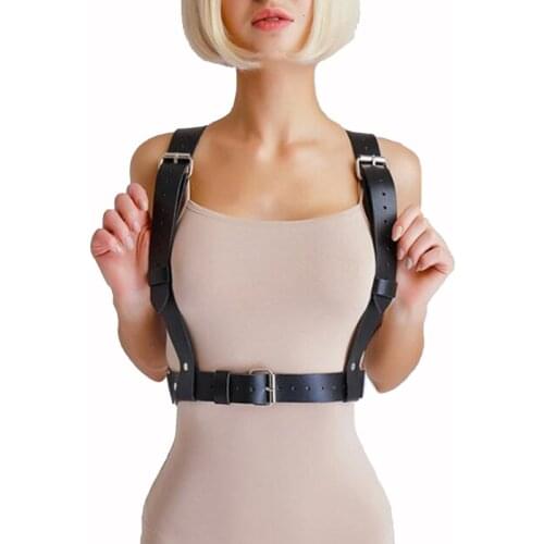 2Pcs Set Leather Harness Bra Cage Women Sexy Leather Chest Sword Belt Garter Suspenders Belts Fetish Wear Erotic Bdsm Lingerie
