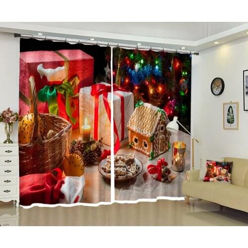 3D Window Curtains Blackout Living Room office Bedroom Christmas gift box decorate Cortinas Drapes Rideaux pillowcase