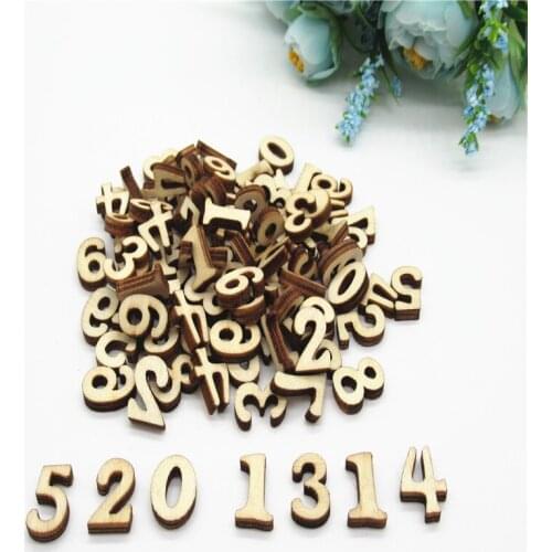 100pcs 0-9 digital 15mm Natural pattern pattern wood Scrapbooking Handmade Carft for Home decoration diy Q17