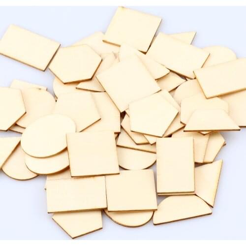 50pcs Mixed Multi-Shape Natural Wood Slice Decor MDF Scrapbooking Painting DIY Home Ornament Wooden Crafts Supply 20-35mm