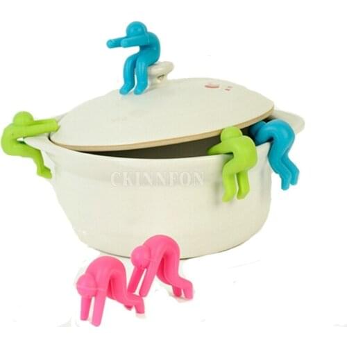 500Pcs/Lot Raise The Lid Prevents Soup Pot Overflow Silicone Eco-friendly Tools Kitchen Clip Holder Creative Villain