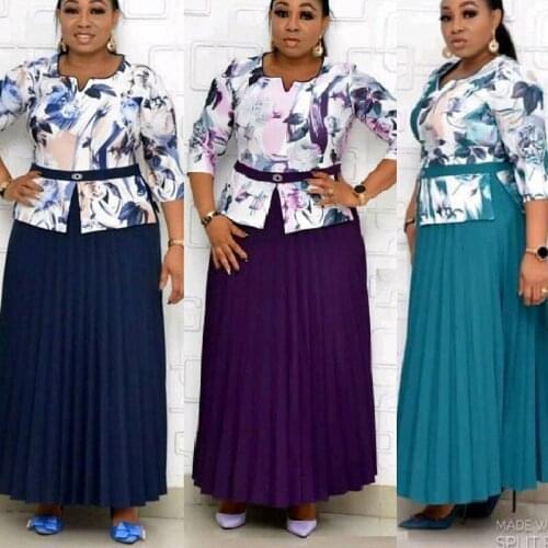 5XL 6XL African Print Maxi Dresses for Women Evening Party Dress Dashiki Pleated Africa Clothes Plus Size Casual Christmas Robe