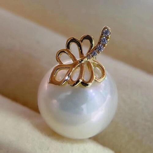 Leaf 925 Sterling Silver Pendant Mountings Base Findings Jewelry Parts Fittings Accessories for Pearls Stones Beads Coral Agate