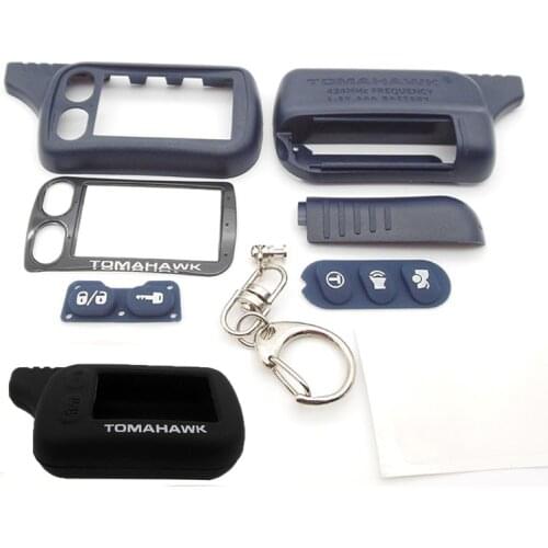 TZ9010 Case Keychain +silicone case for 2 way Car Alarm System Tomahawk TZ-9010 TZ-9030 TZ9020 key Fob LCD Remote Control