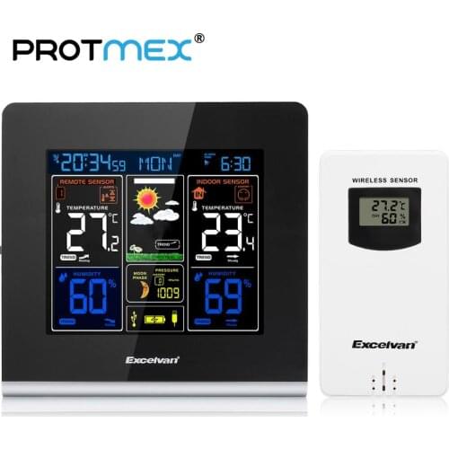 Protmex 3379C Digital Weather Station Wireless + Indoor Outdoor Sensor Temperature Instruments Hygrometer Thermometer Clock