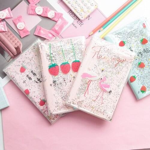 Girl Heart Quicksand Hand Account Book Student Pink Lovely Notebook Oil In Plan Rubber Cover Book