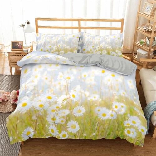 Home Little Daisy Printed Bedding Set Nordic Refeshing Duvet Cover Single Double Queen King Size Bed Set Pillowcases