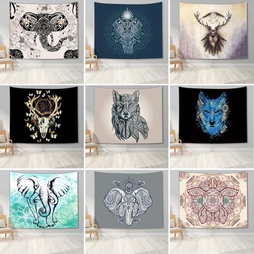 Boho Mandala Tapestry Wall Hanging Wall Cloth Tapestries Elephant Art Psychedelic Hippie Tapestry Animal Wall Carpet
