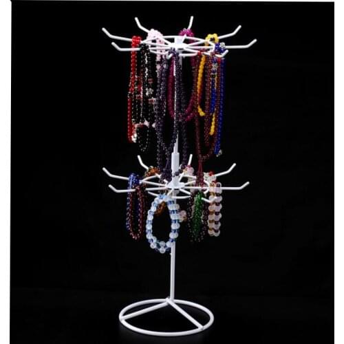 Hot sale Multifunctional Two layers Metal Necklace Chain Bracelet Rotation Holder Jewelry Display Stand Rack wig bracelet Hanger