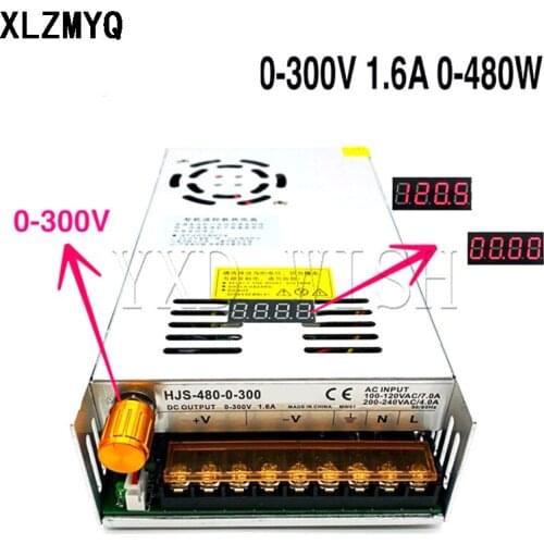 0-300V 1.6A 480W Switching Power Supply Adjustable DC Voltage Regulated SMPS Transformer 110V/220VAC 300VDC Switch Power Supply